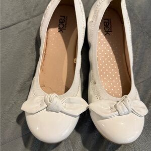Nordstrom White Flats with Bow Accent